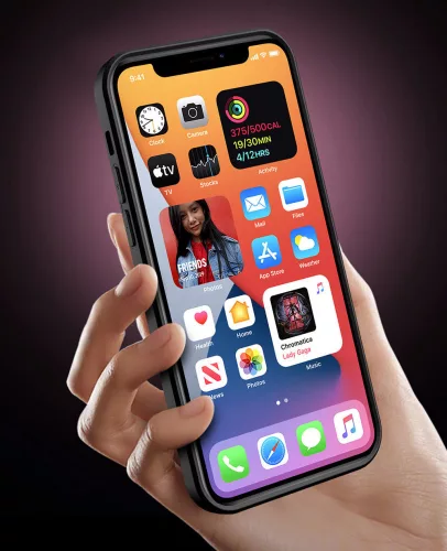 iPhone 13 Pro (6.1") ütésálló hátlap tok, PC / TPU tok, kamera védővel, piros-fekete, kitámaszható, Ring Lens