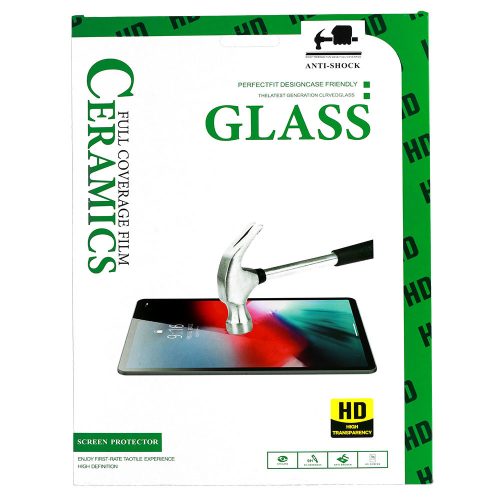 Samsung Galaxy Tab A7 előlapi üvegfólia, fekete keret, 9H, 0.33mm, SM-T500, 9D Ceramic Glass