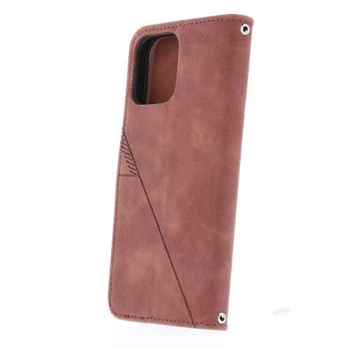 iPhone 14 Plus (6.7") telefon tok, könyvtok, oldalra nyíló tok, mágnesesen záródó, barna, Smart Trendy Porto
