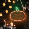 Neon plexi LED lámpa, Happy Pumpkin, falra akasztható, narancs-zöld, Forever Light FPNE10