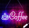 Neon plexi LED lámpa, Coffee, falra akasztható, kék-rózsaszín, Neolia NNE11