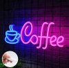 Neon plexi LED lámpa, Coffee, falra akasztható, kék-rózsaszín, Neolia NNE11