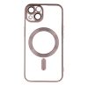 iPhone 14 (6.1") szilikon tok, TPU tok, kamera védelem, magsafe, króm keretes, rose gold, Color Chrome Mag
