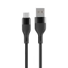 Type-C gyorstöltő adatkábel, 15W / 3A, 1M, szövettel fonott, fekete, Maxlife MXUC-07