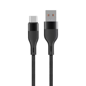   Type-C gyorstöltő adatkábel, 15W / 3A, 1M, szövettel fonott, fekete, Maxlife MXUC-07