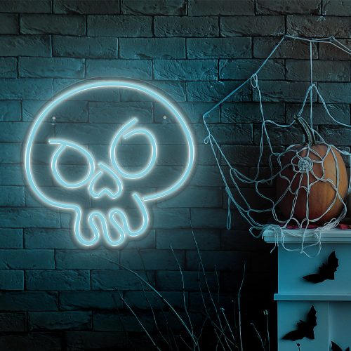 Neon plexi LED lámpa, Graffiti Skull, falra akasztható, türkiz, Forever Light FPNE15