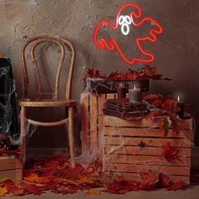   Neon plexi LED lámpa, Scaary Ghost, falra akasztható, piros-fehér, Neolia NNE15