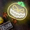 Neon plexi LED lámpa, Angry Pumpkin, falra akasztható, sárga-fehér, Forever Light FPNE14