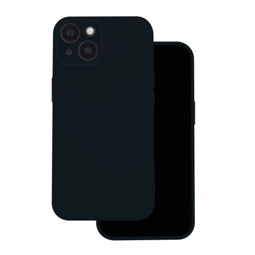 iPhone 15 Pro (6.1") szilikon tok, hátlap tok, velúr belső, fekete, matt, Silicone Case