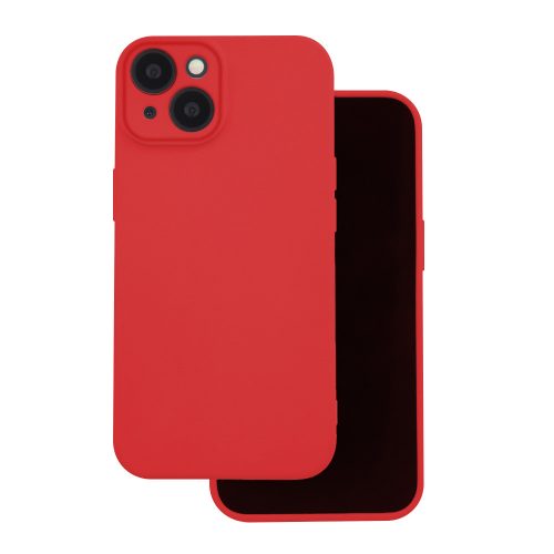 iPhone 15 (6,1") szilikon tok, hátlap tok, velúr belső, piros, matt, Silicone Case