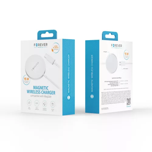 Wireless töltő, 15W, 1M, fehér, Forever MAWC-100