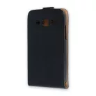 Huawei Y6 II 2016 fekete szilikon keretes vékony műbőr flip tok