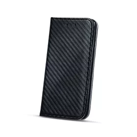   Carbon Lenovo K6 Note fekete mágneses szilikon keretes könyvtok