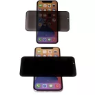 iPhone 15 / 16 (6,1") előlapi üvegfólia, 9H, edzett, fekete keret, betekintés védelem, Full Glue, Privacy