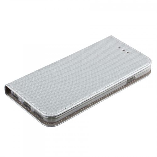 Samsung Galaxy J3 Prime 2017 USA telefon tok, könyvtok, oldalra nyíló tok, mágnesesen záródó, SM-J327, ezüst, Smart Magnet