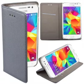   Lenovo K6 Note telefon tok, könyvtok, oldalra nyíló tok, mágnesesen záródó, szürke, Smart Magnet