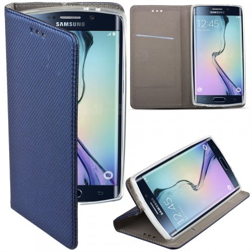 Samsung Galaxy J3 2017 EU telefon tok, könyvtok, oldalra nyíló tok, mágnesesen záródó, SM-J330, sötétkék