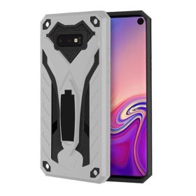   Samsung Galaxy S10 Lite ütésálló hátlap tok, kitámasztható, szürke, SM-G770, Defender Stand