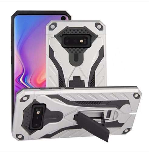 Samsung Galaxy S10 Lite ütésálló hátlap tok, kitámasztható, szürke, SM-G770, Defender Stand