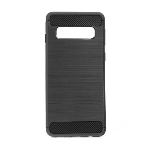 Samsung Galaxy S10 szilikon tok, fekete, SM-G973, Carbon fiber