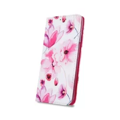   iPhone XS Max (6,5") telefon tok, könyvtok, oldalra nyíló tok, mágnesesen záródó, virág mintás, Smart Trendy Pink Flowers