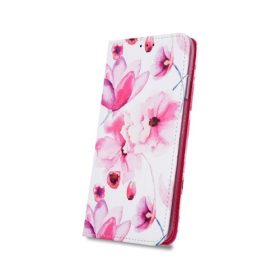   iPhone XS Max (6,5") telefon tok, könyvtok, oldalra nyíló tok, mágnesesen záródó, virág mintás, Smart Trendy Pink Flowers