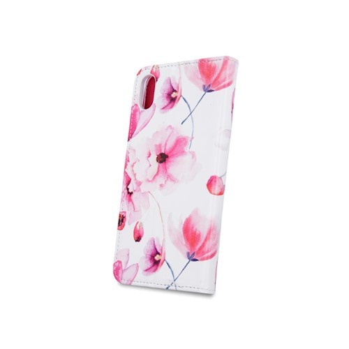 iPhone XS Max (6,5") telefon tok, könyvtok, oldalra nyíló tok, mágnesesen záródó, virág mintás, Smart Trendy Pink Flowers