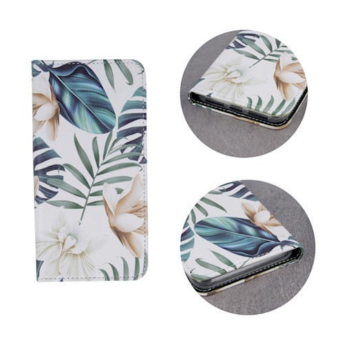 iPhone XS Max (6,5") telefon tok, könyvtok, oldalra nyíló tok, mágnesesen záródó, virág mintás, Smart Trendy Orchid