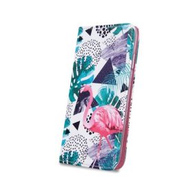   iPhone X / XS (5,8") telefon tok, könyvtok, oldalra nyíló tok, mágnesesen záródó, flamingo mintás, Smart Trendy Flamingo