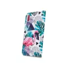 iPhone X / XS (5,8") telefon tok, könyvtok, oldalra nyíló tok, mágnesesen záródó, flamingo mintás, Smart Trendy Flamingo