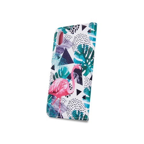 iPhone X / XS (5,8") telefon tok, könyvtok, oldalra nyíló tok, mágnesesen záródó, flamingo mintás, Smart Trendy Flamingo
