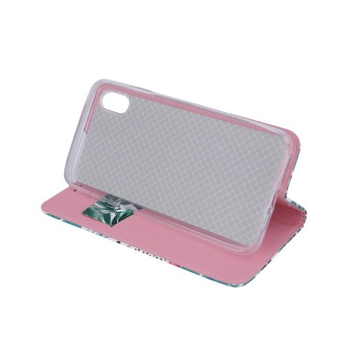 iPhone X / XS (5,8") telefon tok, könyvtok, oldalra nyíló tok, mágnesesen záródó, flamingo mintás, Smart Trendy Flamingo