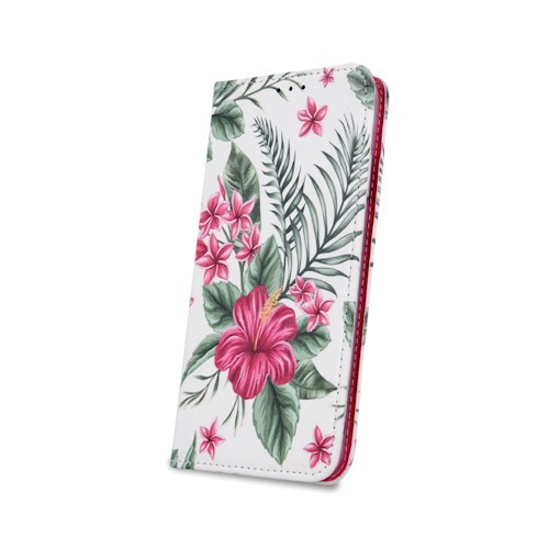 iPhone X / XS (5,8") "Exotic Flower" szilikon keretes könyvtok