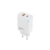Hálózati gyors töltőfej, 1xType-C / 1xUSB, PD + QC, GaN, 45W, fehér, Maxlife MXTC-09-45AC