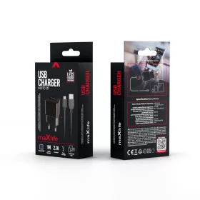   Hálózati töltőfej + micro USB adatkábel, 10W / 2.1A, fekete, Maxlife MXTC-01