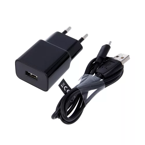 Hálózati töltőfej + micro USB adatkábel, 10W / 2.1A, fekete, Maxlife MXTC-01