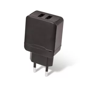   Hálózati töltőfej, 2xUSB, fekete, 2.4A / 12W, Maxlife MXTC-02