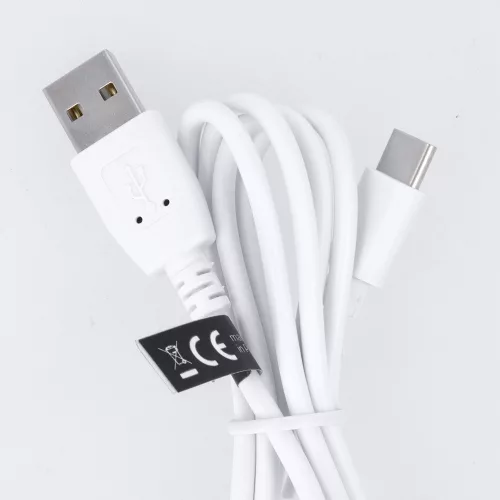 Type-C gyorstöltő adatkábel, 3A, 1M, fehér, Maxlife 