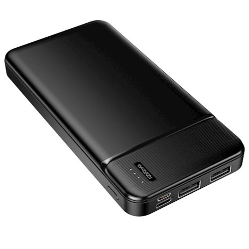 Power Bank, 2xUSB / 1xType-C / micro USB, 10000 mAh, 2.4A, fekete, Maxlife MXPB-01