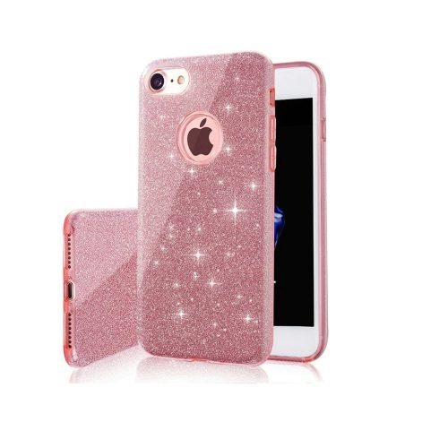 iPhone 11 (6.1") szilikon tok, csillámos, hátlap tok, pink, Glitter