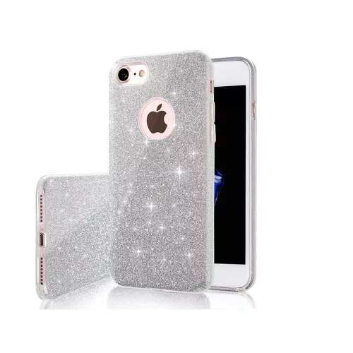 iPhone 11  (6,1") szilikon tok, csillámos, hátlap tok, ezüst, Glitter