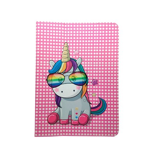 Univerzális 7"-8" colos "Rainbow unicorn" mintás tablet könyvtok