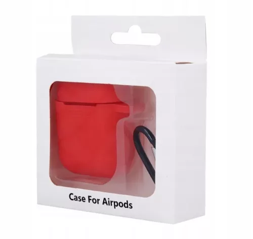 Airpods / AirPods2 szilikon tok akasztóval, piros