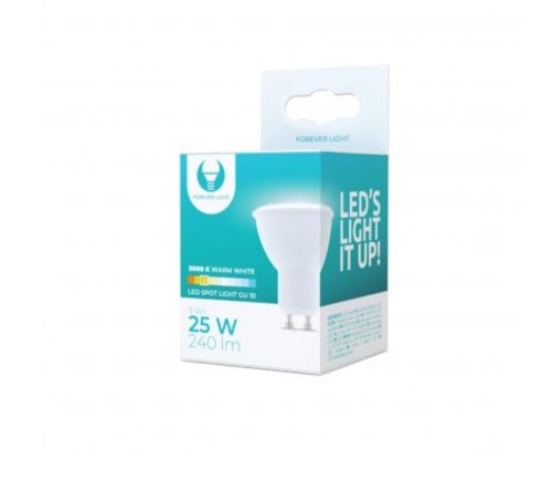 LED izzó GU10, 3W, 3000K, 240lm, meleg fehér fény, Forever Light