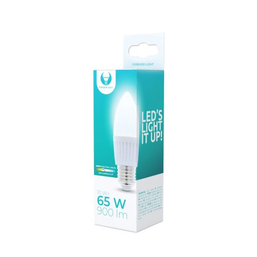 LED izzó E27 / C37, 10W, 4500K, 900lm, semleges fehér fény, Forever Light