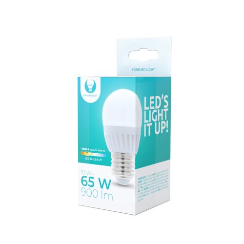 LED izzó E27 / G45, 10W, 3000K, 900lm, meleg fehér fény, Forever Light