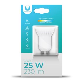   LED izzó GU10 / MR11, 3W, 4500K, 230lm, semleges fehér fény, Forever Light
