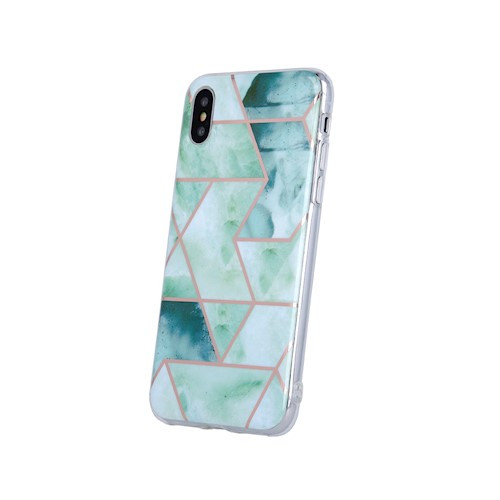 iPhone XS Max (6,5") hátlap tok, TPU tok, márvány mintás, zöld, Geometric Marmur