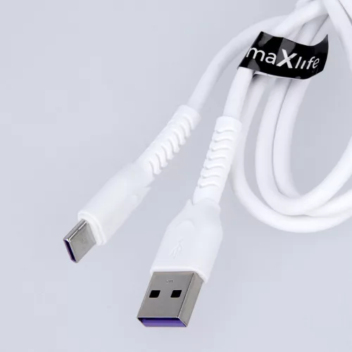 iPhone 8pin gyorstöltő adatkábel, fehér, 1M, 3A, Maxlife MXUC-04