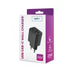 Hálózati gyors töltőfej, 1x USB / 1x Type-C, 3A / 20W, fekete, Setty